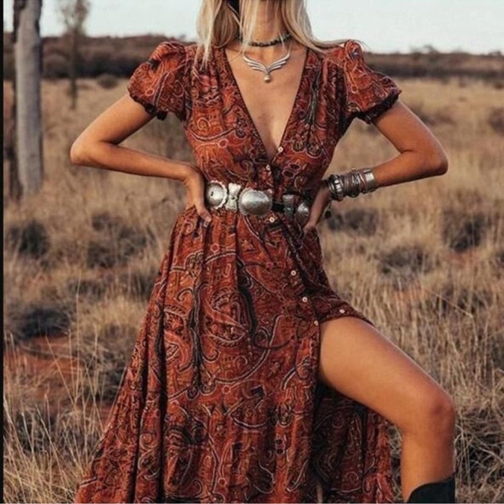 THE BIJOUX LADIES WESTERN BOHEMIAN SWING DRESS size medium